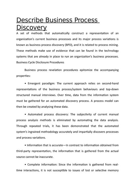 Describe Business Process Discovery - Describe Business Process ...