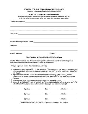 Fillable Online teachpsych STP Publication Rights Agreement Copyright ...