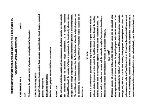 Ex-3: Determination of Polymer Molecular Weight via Viscosity Method ...