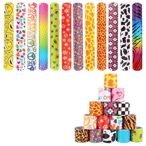 Buy 36 Pcs Slap Bracelets Party Favors Pack with Diverse Pattern ...