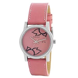 Maxima Leather Attivo Steel Analog Pink Dial Women's Watch - 23346Lmli ...