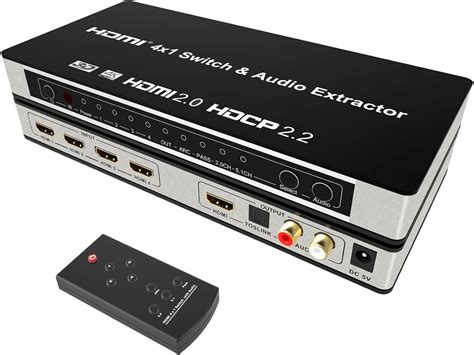 atdaraz HDMI Audio Extractor Splitter,HDMI Switch 4 in 1 Out,4K 60Hz 5. ...