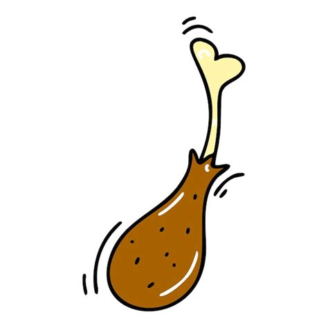 Doodle cartoon chicken leg | Premium Vector