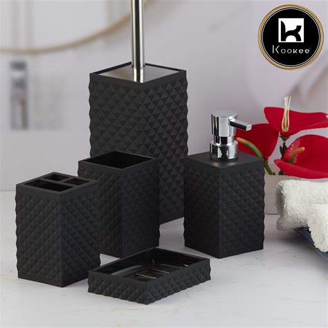 Kookee Acrylic Bathroom Accessories Set of 5, Modern Acrylic Bath Set ...
