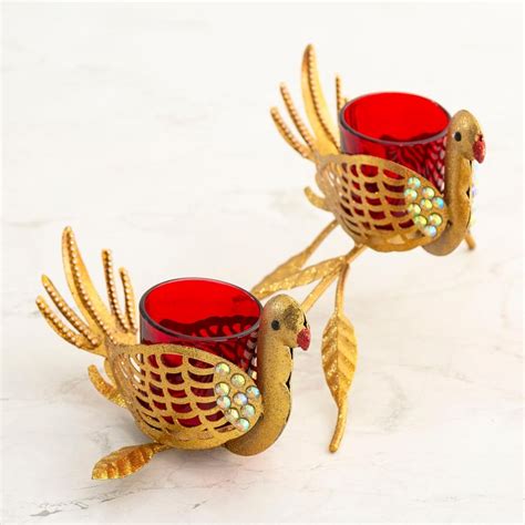 Buy Macaw Metal and Glass T-Light Holder - Set of 2 from Home Centre at ...
