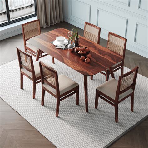 6-Seater Solid Wood Dining Table Set – DIMARVA