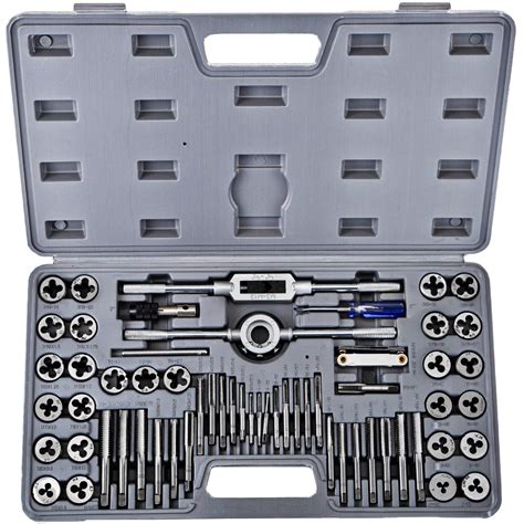 VEVOR Tap and Die Set, 60 PCS Tap Set Metric and Sae with Metal Storage Case, Carbon Steel pipe ...