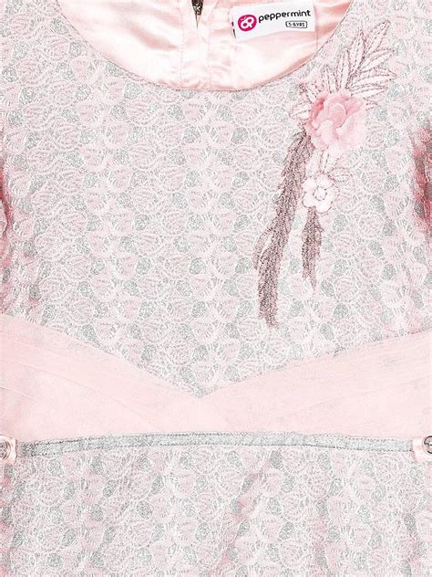 Girls Peach Textured Dress With Tail 12479 | Peppermint