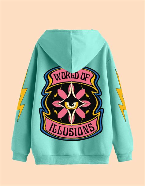 World of Illusion Green Back Printed Regular Fit Hoodie – Veirdo