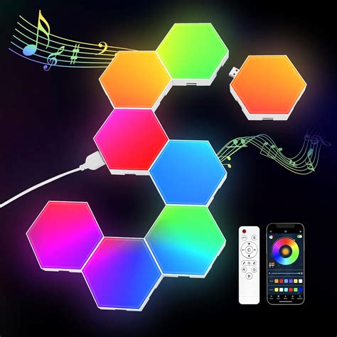 8 Pack Hexagon Light Panels - Smart RGB Hexagon LED Lights Wall Lights ...