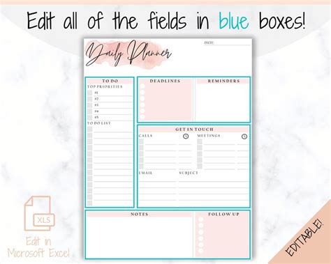 Buy EDITABLE DAILY PLANNER to Do List Printable Productivity Online in ...