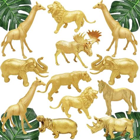 Metallic Gold Safari Animals Figurines Toys 12Pcs, India | Ubuy