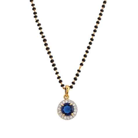 Sparkling Essesntials Blue Round Gold Plated Mangalsutra Set – VOYLLA