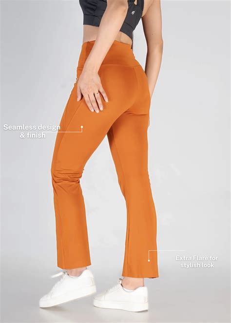 Caramel TrendyTwirl Flare Pants - Flurr