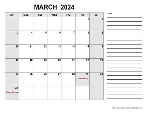 Free March Printable Editable Calendar