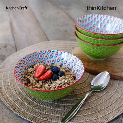 Buy Kitchencraft Glazed Stoneware Bright Green Geometric Lime Floral ...