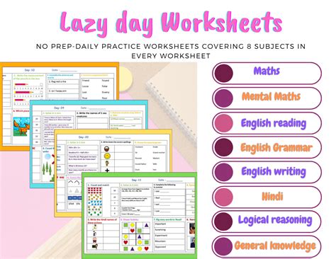 Lazy Day worksheets- 1 (E-copy) – JuniorGurukul