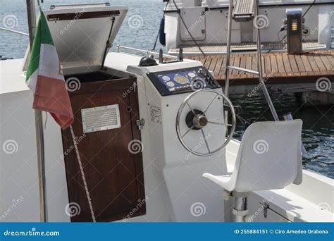 Helm of modern boat stock image. Image of vessel, marine - 255884151