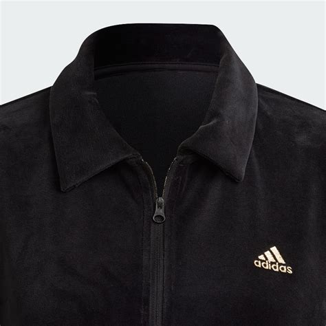 adidas Crop Velour Quarter-Zip Sweatshirt - Black | adidas India
