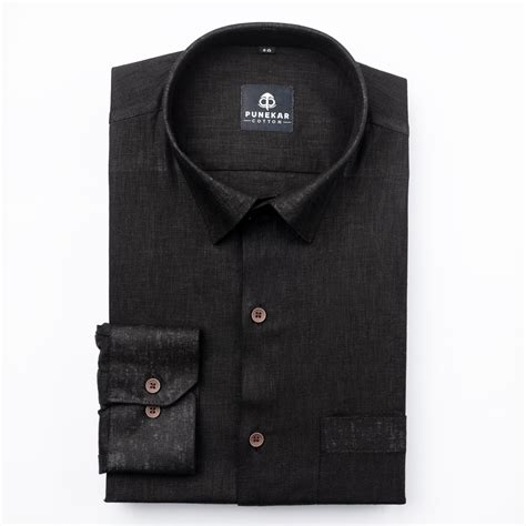 Black Color Linen Formal Shirts For Men – Punekar Cotton