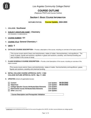 Fillable Online lasc Los Angeles Community College District COURSE ...