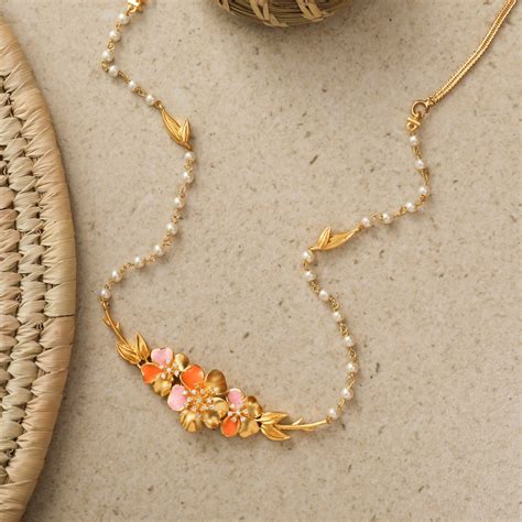 Buy Jalaja Single Layer Floral Necklace | Tarinika - Tarinika India