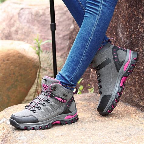 EQWLJWE Womens Hiking Boots Waterproof Winter Walking Shoes Ankle ...