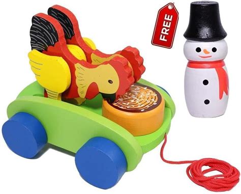 Buy Prime Choice Toys Wooden Drum Musical Pull Along Toy, Baby Early ...