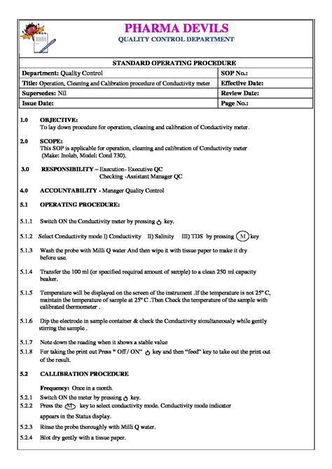 Sop For Conductivity Meter Calibration at Nora Weeks blog