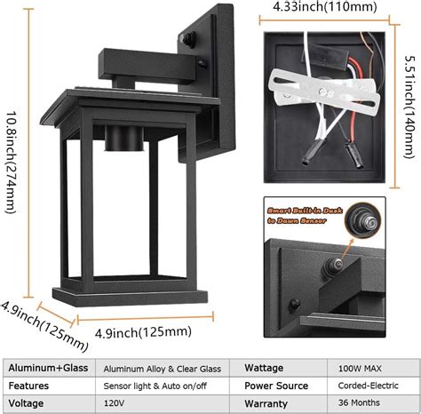 TOBUSA Upgrade Dusk to Dawn Sensor Outdoor Wall Lanterns, India | Ubuy