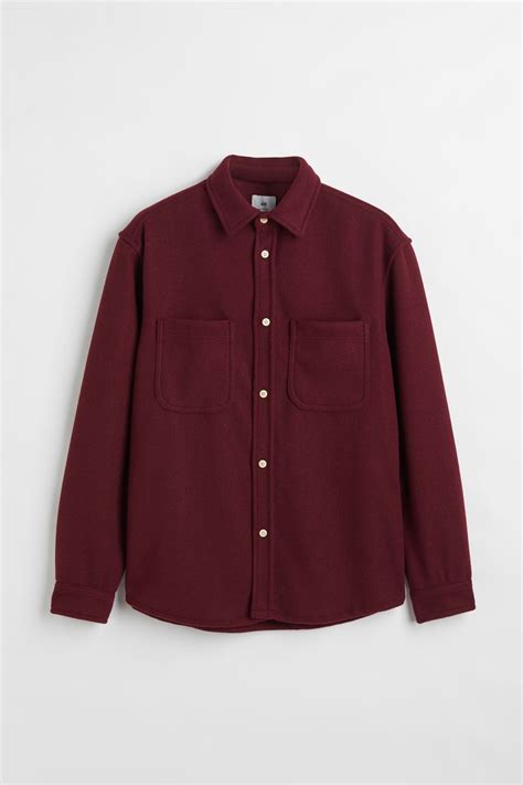 Relaxed Fit Overshirt - Burgundy - Men | H&M IN