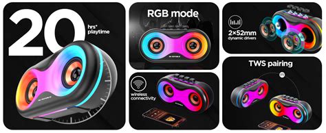 NU REPUBLIC Sonicpop 160 with Upto 20 Hrs Playtime, RGB Led Lights ...