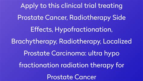 ultra hypo fractionation radiation therapy for Prostate Cancer Clinical Trial 2023 | Power