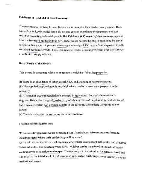 JM FR model - Fei-Ranis (FR) Model of Dual Economy: The two cconomists ...