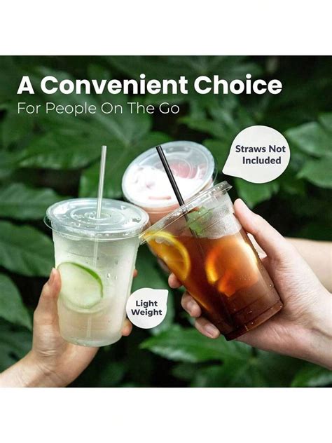 Pacote com 600 copos plásticos transparentes de 16 oz com tampas planas ...