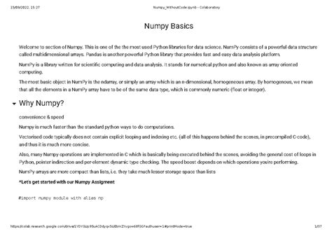 Numpy Basics: Understanding ndarrays and Operations (15:27) - Studocu