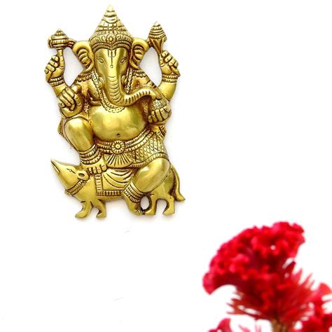 Buy Susajjit Decor Lord Ganesha Sitting on Mouse Wall Plate Made of ...