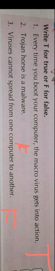 Write T for true or F for false. Please help me urgently Please answer ...