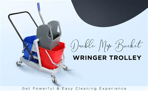 TARGET HYGIENE Double Bucket Mop Down Press Wringer Trolley Set, 40 LTR ...