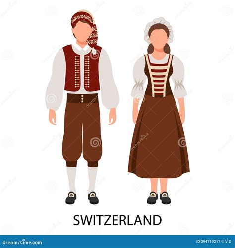 A Couple of a Man and a Woman in Swiss Folk Costumes. Culture and ...