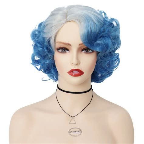 Synthetic Cosplay Wig Short Curly Hair Platinum Blonde Wigs for White ...
