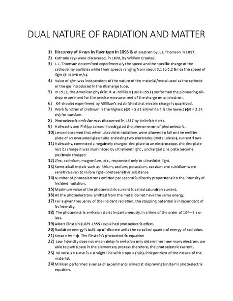 DUAL Nature OF Radiation AND Matte 1 - DUAL NATURE OF RADIATION AND ...