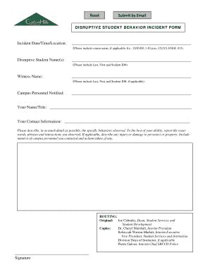 Fillable Online sbccd Disruptive Student Behavior Incident Report Form ...