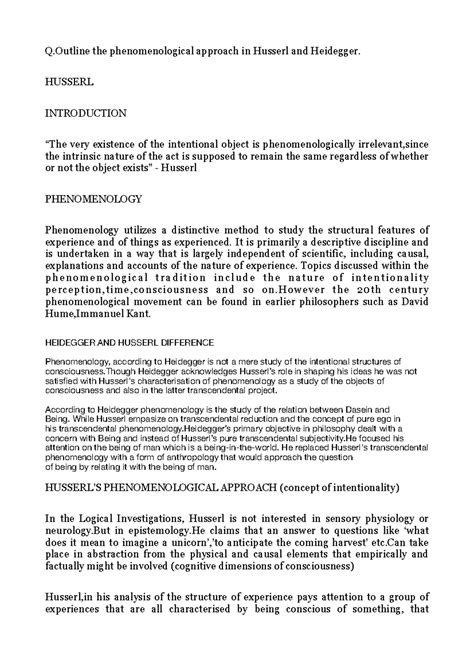 Husserl phenomenology - Q the phenomenological approach in Husserl and ...
