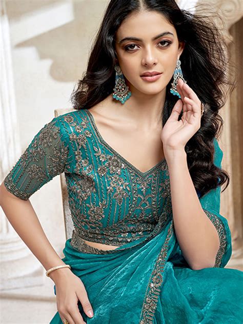 Fendi Digital Wedding Partywear Saree in Blue color-41055 – Saundaryam ...