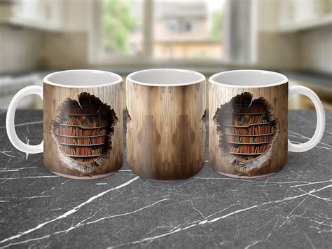 Coffee Mugs Darzheoy 3d Bookshelf Mug - 3D Effect Books Mugs The Book ...