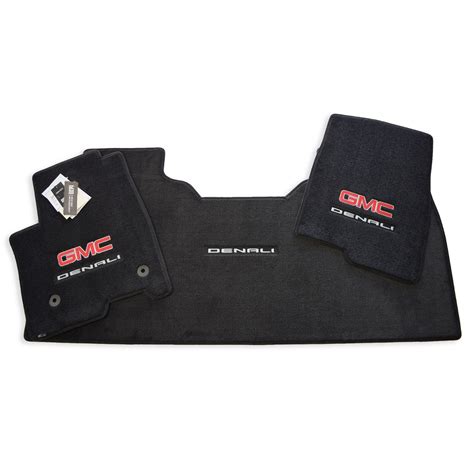 2021-2025 GMC Sierra Denali Floor Mats GMCDenali Logos Carpeted Storage ...