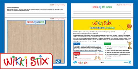 FREE Wikki Stix Court Sports Activity (teacher made)