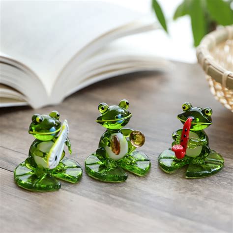 Buy Visland Hand Blown Art Glass, Rainforest Frog Miniature Animals ...