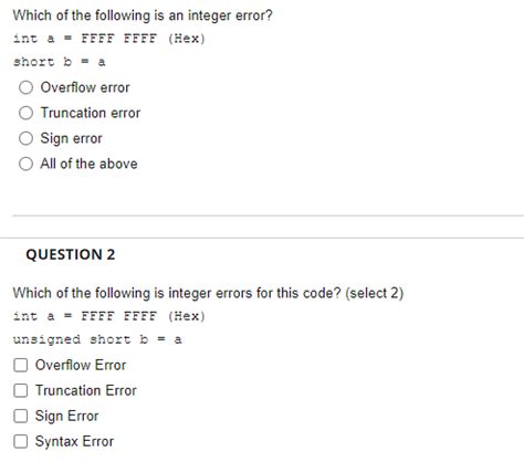 Image result for Integer Error Examples